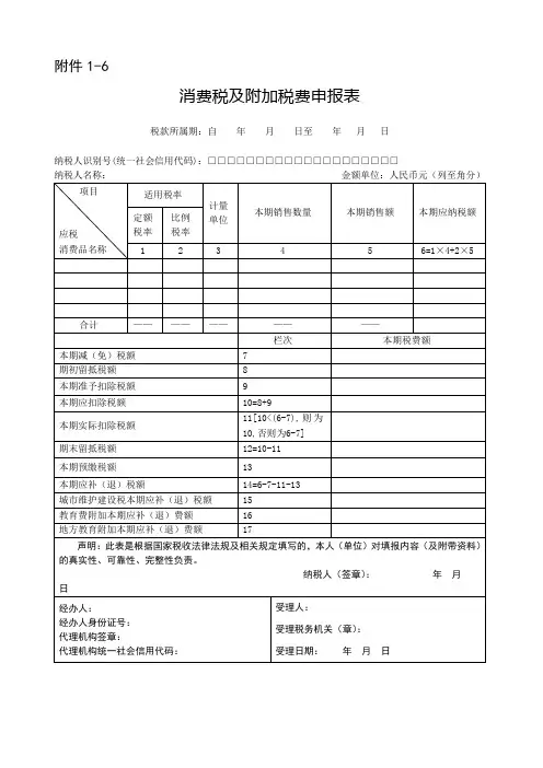 消费税及附加税费申报表【模板】