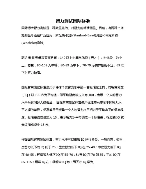 智力测试国际标准