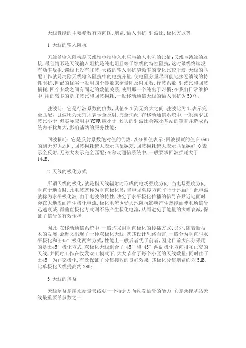 天线性能的主要参数