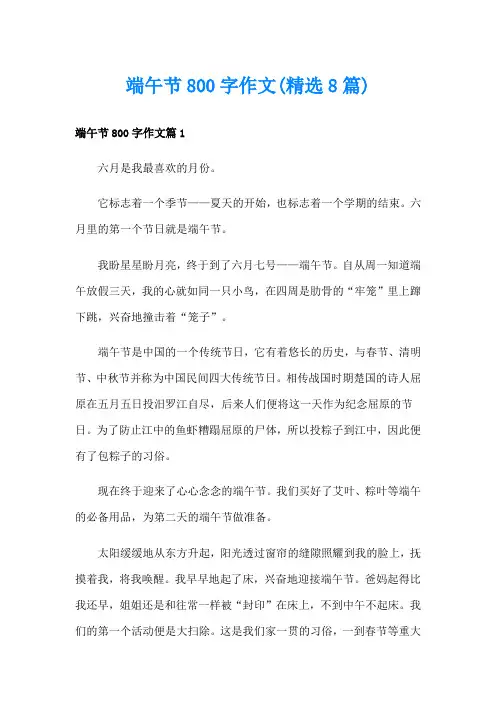 端午节800字作文(精选8篇)
