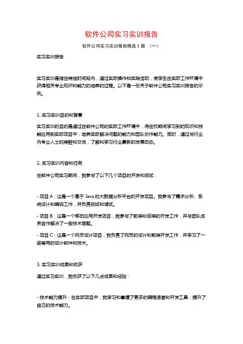 软件公司实习实训报告5篇