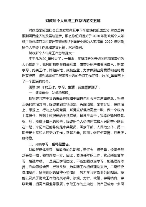 财政所个人年终工作总结范文五篇