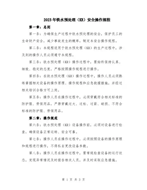 2023年铁水预处理(KR)安全操作规程