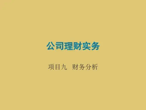 项目九   财务分析《公司理财实务》PPT课件