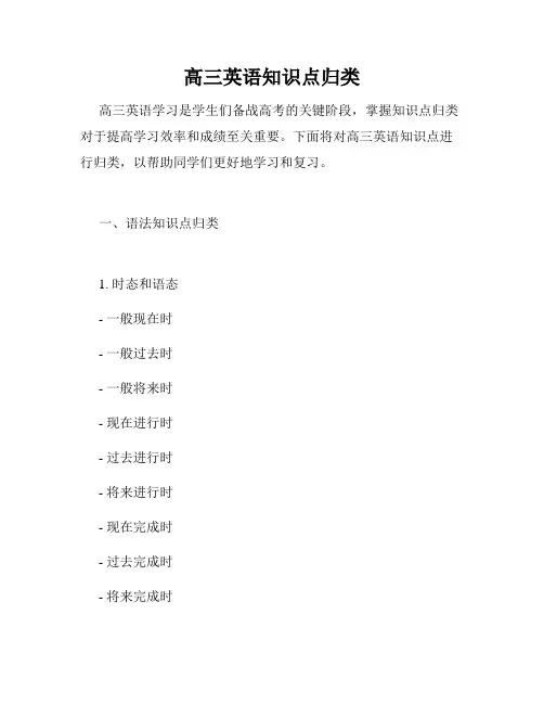 高三英语知识点归类