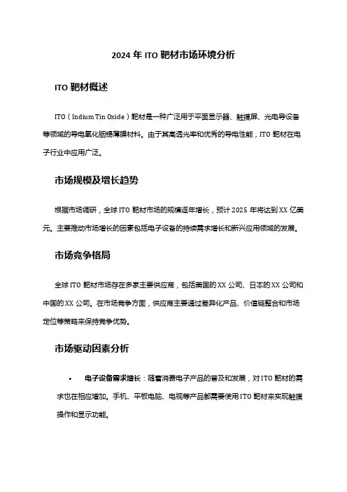 2024年ITO靶材市场环境分析