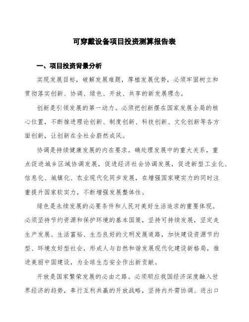 可穿戴设备项目投资测算报告表 (1)