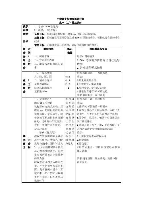 小学体育水平二《走与跑》第3课时教案
