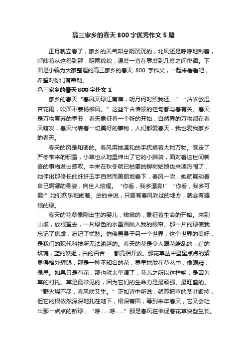 高三家乡的春天800字优秀作文5篇