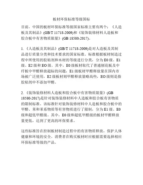 板材环保标准等级国标