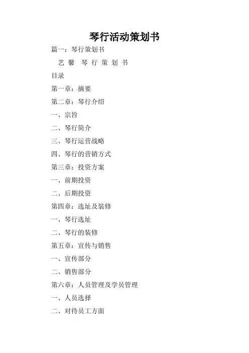琴行活动策划书