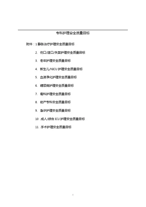 专科护理十大安全目标