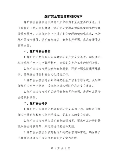 煤矿安全管理的精细化范本