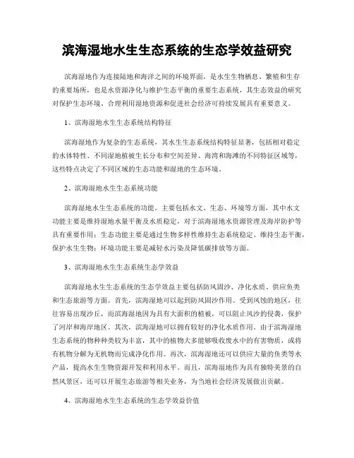 滨海湿地水生生态系统的生态学效益研究