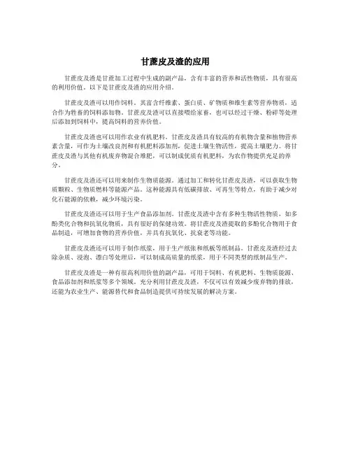 甘蔗皮及渣的应用
