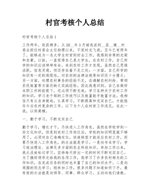 村官考核个人总结