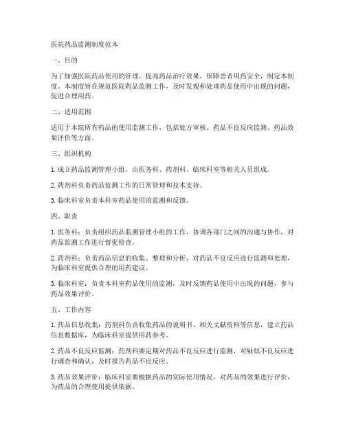 医院药品监测制度范本