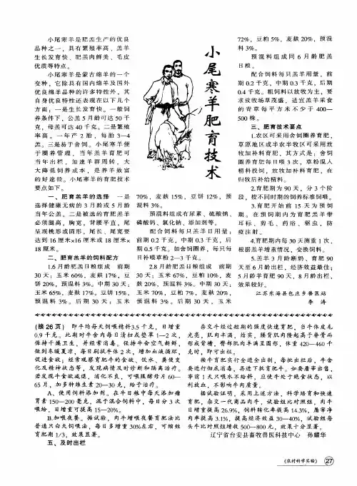 小尾寒羊肥育技术