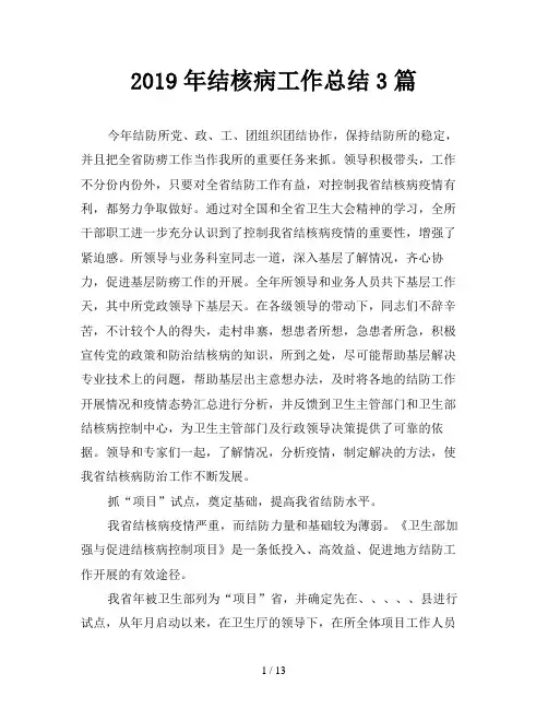 2019年结核病工作总结3篇
