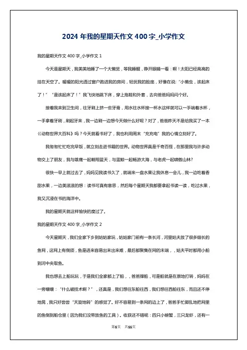2024年我的星期天作文400字_小学作文