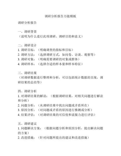 调研分析报告万能模板