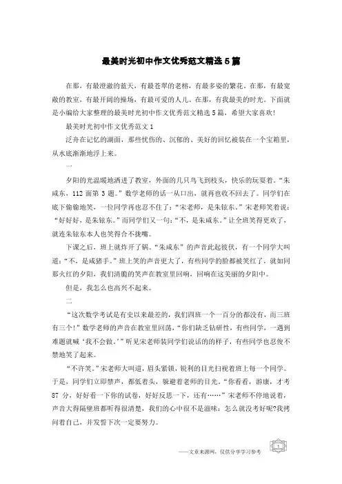最美时光初中作文优秀范文精选5篇