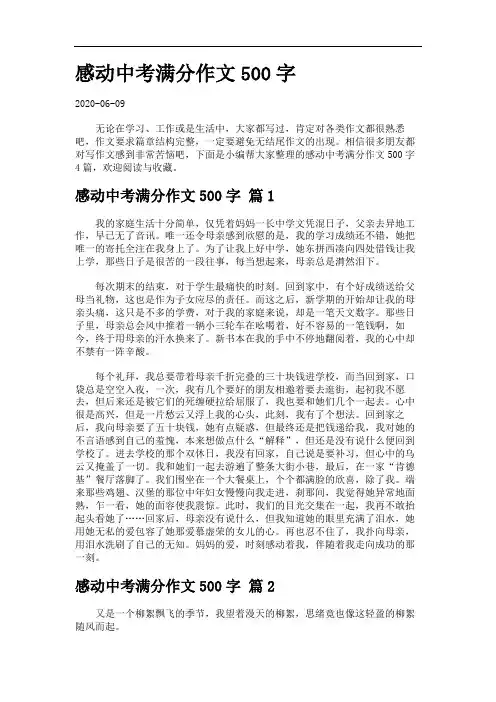 感动中考满分作文500字.
