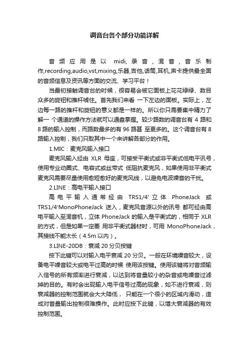 调音台各个部分功能详解
