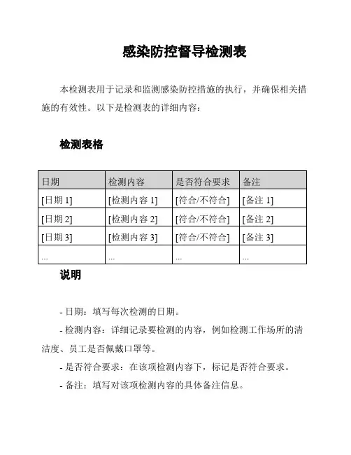 感染防控督导检测表