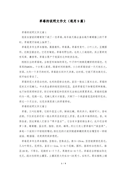 草莓的说明文作文(通用9篇)