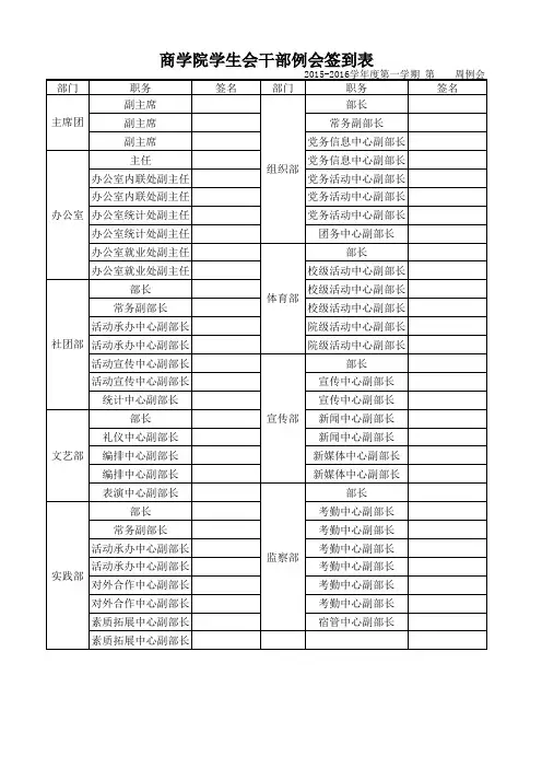 山东省学生会干部例会签到表