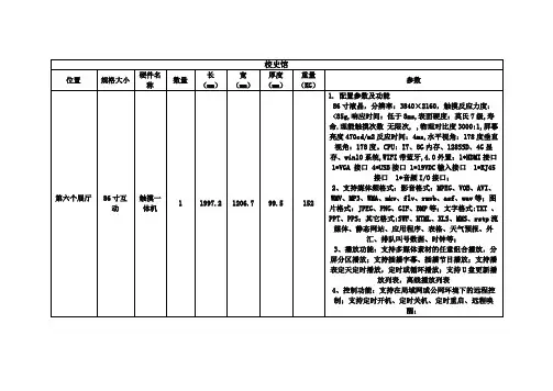 86寸屏幕参数