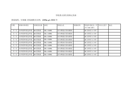 学校重点部位消毒记录表