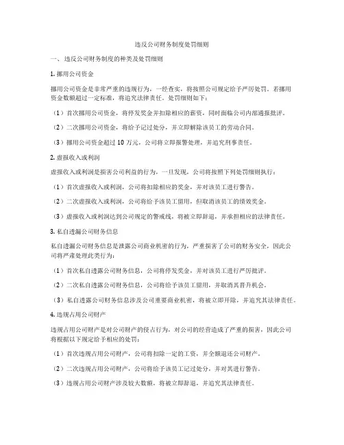 违反公司财务制度处罚细则