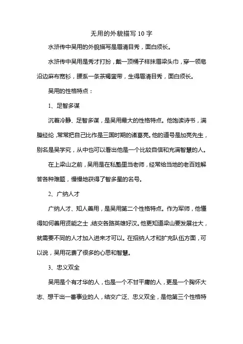 无用的外貌描写10字