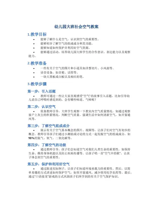 幼儿园大班社会空气教案
