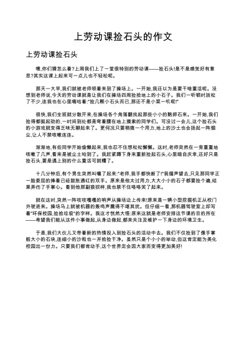 上劳动课捡石头的作文