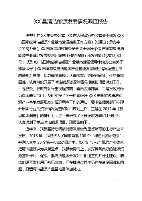 XX县清洁能源发展情况调查报告