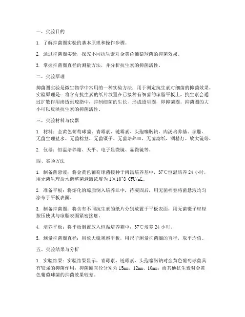 抑菌圈实验报告