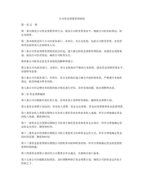 公司资金预算管理制度