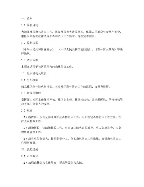 社区森林防火工作应急预案