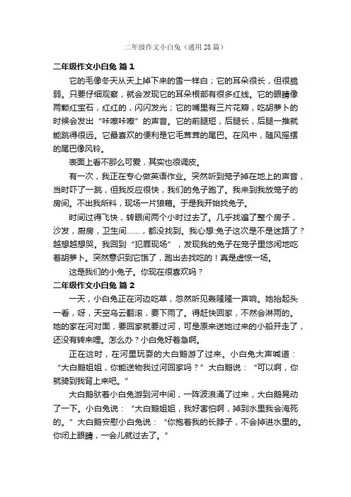 二年级作文小白兔（通用28篇）