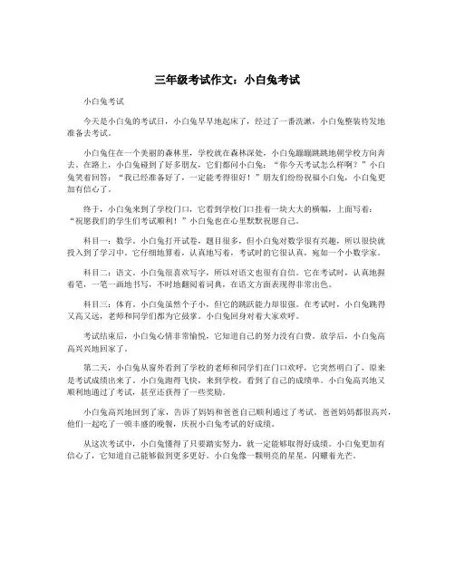 三年级考试作文：小白兔考试
