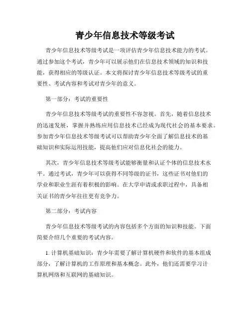 青少年信息技术等级考试