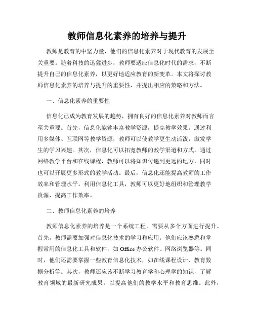 教师信息化素养的培养与提升