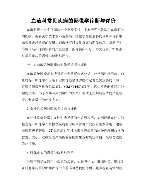 血液科常见疾病的影像学诊断与评价