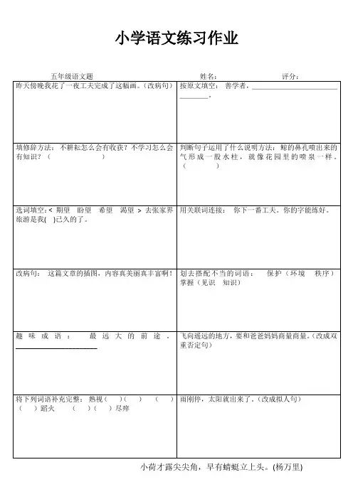 小学语文练习作业1