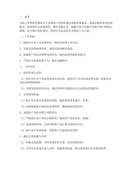 反洗钱专项整治工作方案