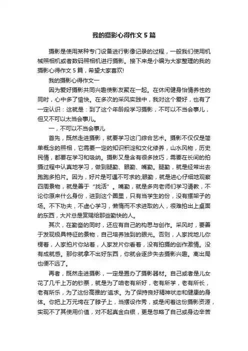 我的摄影心得作文5篇