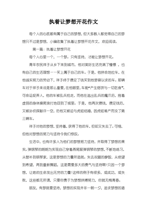 执着让梦想开花作文